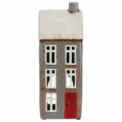 Shudehill Village Pottery Tall Dark Grey House Tealight Holder -gifts shop 200611 shudehill village pottery tall dark grey house tealight holder 2