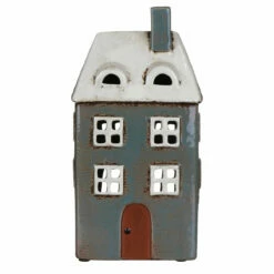 Shudehill Village Pottery Tall Grey House Tealight Holder -gifts shop 288252 shudehill village pottery tall grey house tealight holder 2