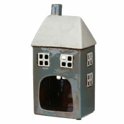 Shudehill Village Pottery Tall Grey House Tealight Holder -gifts shop 288252 shudehill village pottery tall grey house tealight holder 3