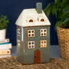 Shudehill Village Pottery Tall Grey House Tealight Holder
