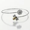 Equilibrium Silver Plated Hand Painted Bee Bangle With White Flower