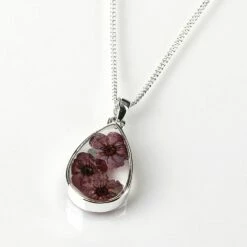 Equilibrium Violet Eternal Flowers Small Teardrop Necklace
