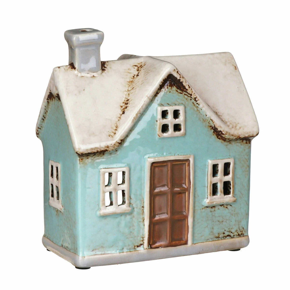 Shudehill Village Pottery Traditional Turquoise House Tealight Holder 2 Shudehill Village Pottery Traditional Turquoise House Tealight Holder - Image 2