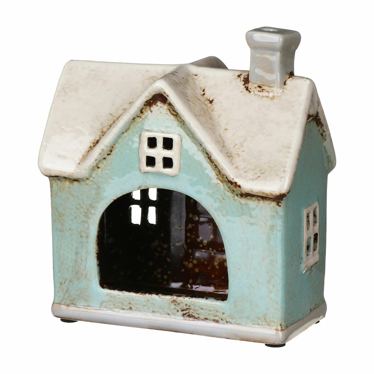 Shudehill Village Pottery Traditional Turquoise House Tealight Holder 4 Shudehill Village Pottery Traditional Turquoise House Tealight Holder - Image 4