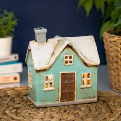 Shudehill Village Pottery Traditional Turquoise House Tealight Holder
