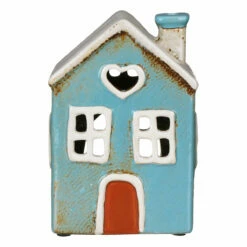 Shudehill Village Pottery Teal Heart House Tealight Holder -gifts shop 310750 shudehill village pottery teal heart house tealight holder 3
