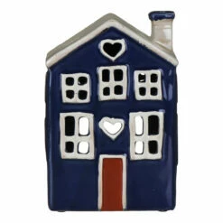 Shudehill Village Pottery Blue Heart House Tealight Holder -gifts shop 310752 shudehill village pottery blue heart house tealight holder 2 2
