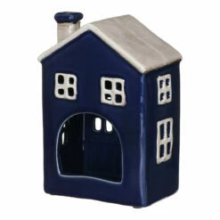 Shudehill Village Pottery Blue Heart House Tealight Holder -gifts shop 310752 shudehill village pottery blue heart house tealight holder 3 2