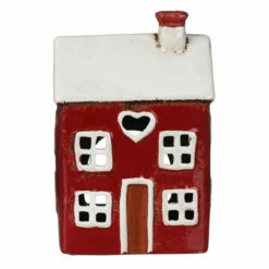 Shudehill Village Pottery Red Heart House Tealight Holder -gifts shop 310753 shudehill village pottery red heart house tealight holder 2