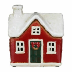 Shudehill Village Pottery Traditional Red Christmas House Tealight Holder -gifts shop 310803 shudehill village pottery traditional red christmas house tealight holder 2