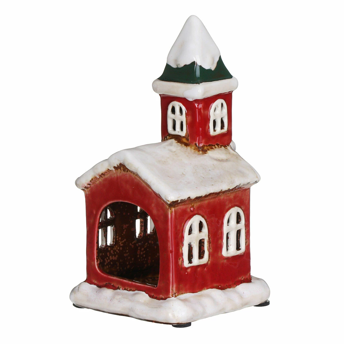 Shudehill Village Pottery Small Red Christmas Church Tealight Holder 4 Shudehill Village Pottery Small Red Christmas Church Tealight Holder - Image 4