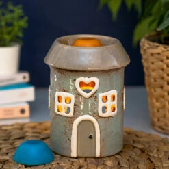 Shudehill Village Pottery Round Grey House Wax Melt & Oil Warmer