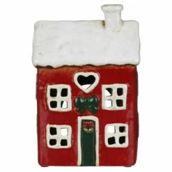 Shudehill Village Pottery Red Heart Christmas House Tealight Holder -gifts shop 315280 shudehill village pottery red heart christmas house tealight holder 2