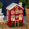 Shudehill Village Pottery Large Red Christmas House Tealight Holder