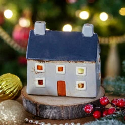 Shudehill Village Pottery Grey Croft House Tealight Holder -gifts shop 320040 shudehill village pottery grey croft house tealight holder lifestyle