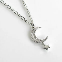 Equilibrium Silver Plated Celestial Moon Star Necklace