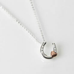 Equilibrium Two-Tone Equestrian Lucky Horseshoe Necklace