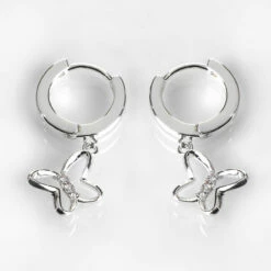 Equilibrium Silver Plated Pure Elegance Butterfly Huggie Earrings
