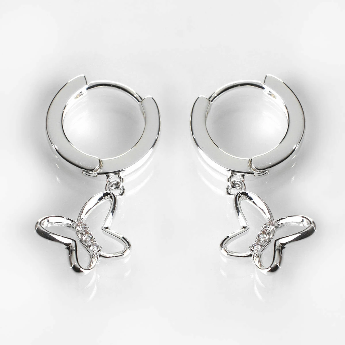 Equilibrium Silver Plated Pure Elegance Butterfly Huggie Earrings 1 Equilibrium Silver Plated Pure Elegance Butterfly Huggie Earrings