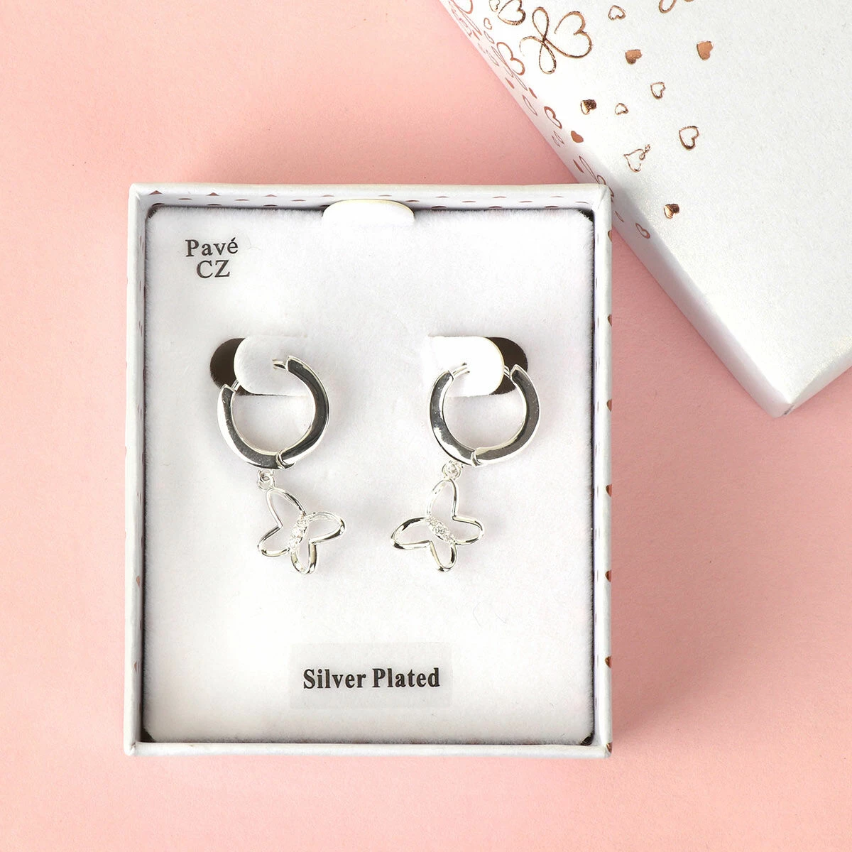 Equilibrium Silver Plated Pure Elegance Butterfly Huggie Earrings 2 Equilibrium Silver Plated Pure Elegance Butterfly Huggie Earrings - Image 2