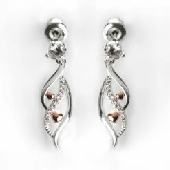 Equilibrium Two-Tone Ripple Heart Earrings