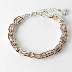 Equilibrium Polished Two-Tone Modern Links Bracelet