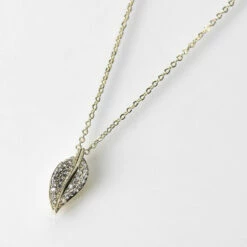 Equilibrium Gold-Plated Back To Nature Pave Leaf Necklace