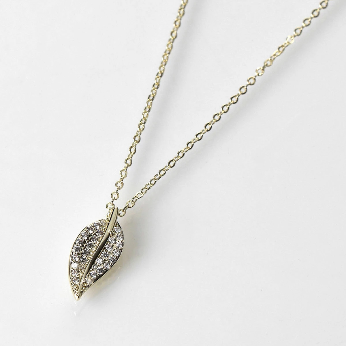 Equilibrium Gold-Plated Back To Nature Pave Leaf Necklace 1 Equilibrium Gold-Plated Back To Nature Pave Leaf Necklace