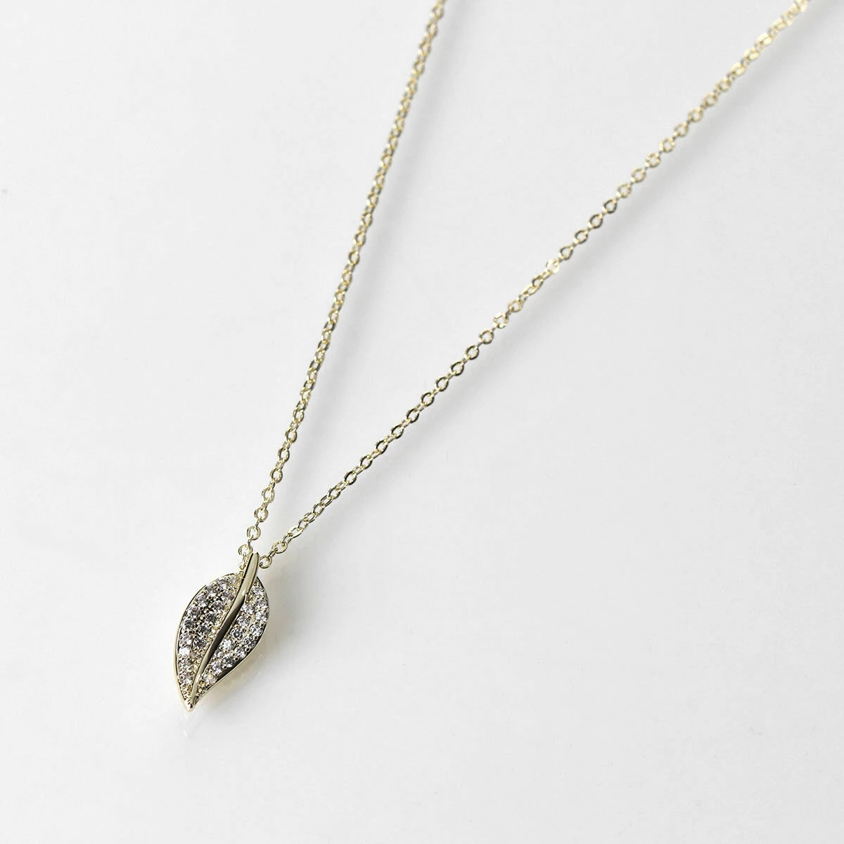 Equilibrium Gold-Plated Back To Nature Pave Leaf Necklace 2 Equilibrium Gold-Plated Back To Nature Pave Leaf Necklace - Image 2