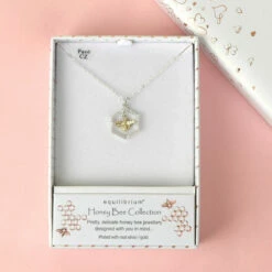 Equilibrium Two Tone Honeybee In Honeycomb Necklace -gifts shop 329385 equilibrium two tone honeybee in honeycomb necklace 03