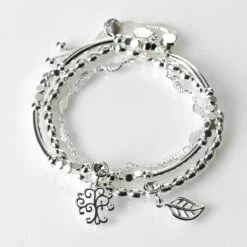 Equilibrium Set Of 3 Silver-Plated Nature Bracelets Gift Set