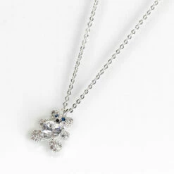 Equilibrium Girls Silver Plated Sparkly Teddy Necklace