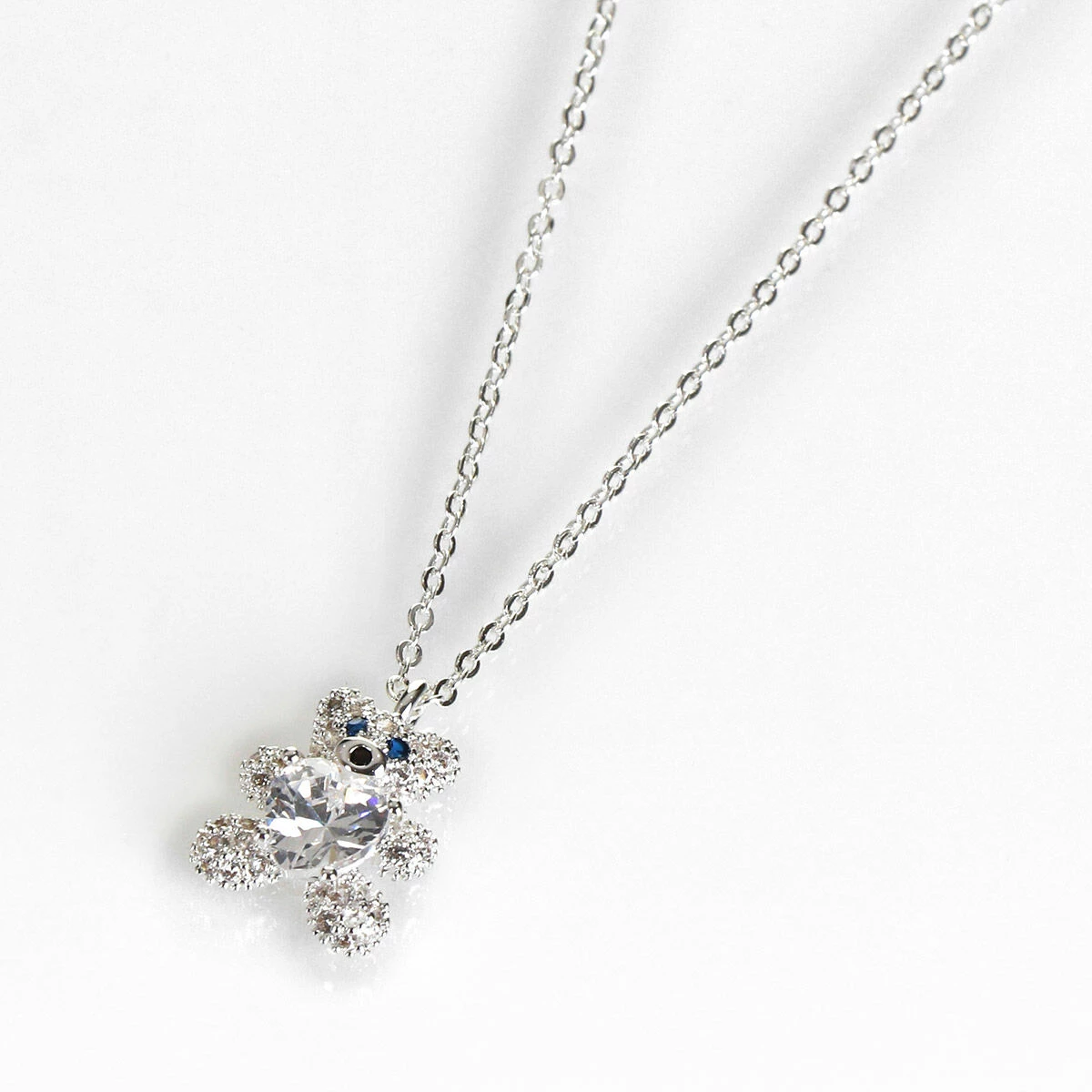 Equilibrium Girls Silver Plated Sparkly Teddy Necklace 1 Equilibrium Girls Silver Plated Sparkly Teddy Necklace