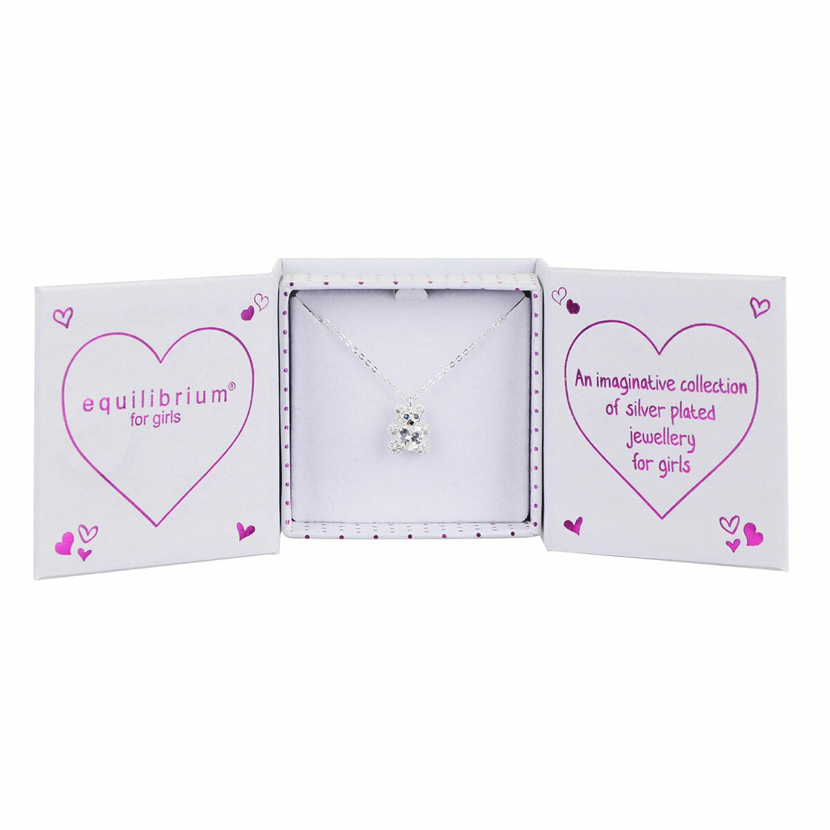 Equilibrium Girls Silver Plated Sparkly Teddy Necklace 3 Equilibrium Girls Silver Plated Sparkly Teddy Necklace - Image 3