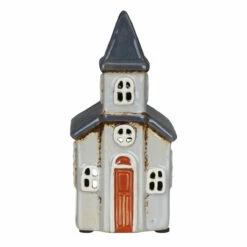 Shudehill Village Pottery Grey Church Tealight Holder -gifts shop 330990 shudehill village pottery grey church tealight holder 2
