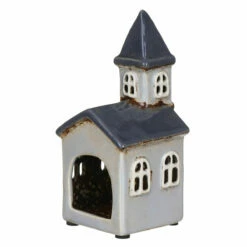 Shudehill Village Pottery Grey Church Tealight Holder -gifts shop 330990 shudehill village pottery grey church tealight holder 3