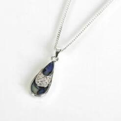 Equilibrium Silver Plated Paua Shell Teardrop Necklace
