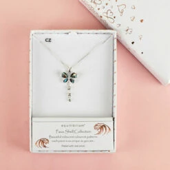 Equilibrium Silver Plated Paua Shell Butterfly Trail Necklace -gifts shop 334093 equilibrium silver plated paua shell butterfly trail necklace b