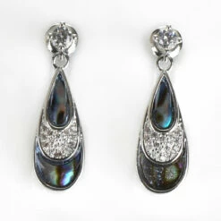 Equilibrium Silver Plated Paua Shell Teardrop Stud Earrings