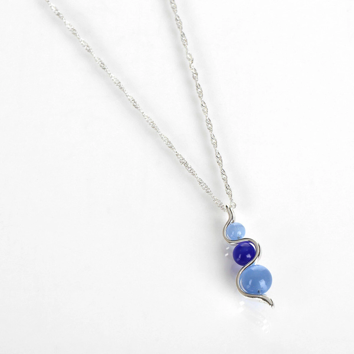 Equilibrium Silver Plated Blue Moonstone Ripple Necklace 2 Equilibrium Silver Plated Blue Moonstone Ripple Necklace - Image 2