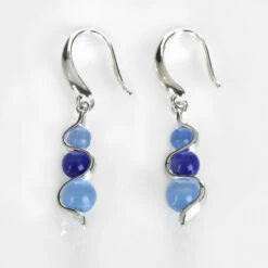 Equilibrium Silver Plated Blue Moonstone Ripple Earrings