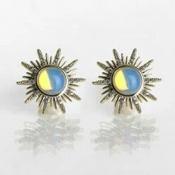 Equilibrium Gold Plated Moonstone Sunshine Stud Earrings