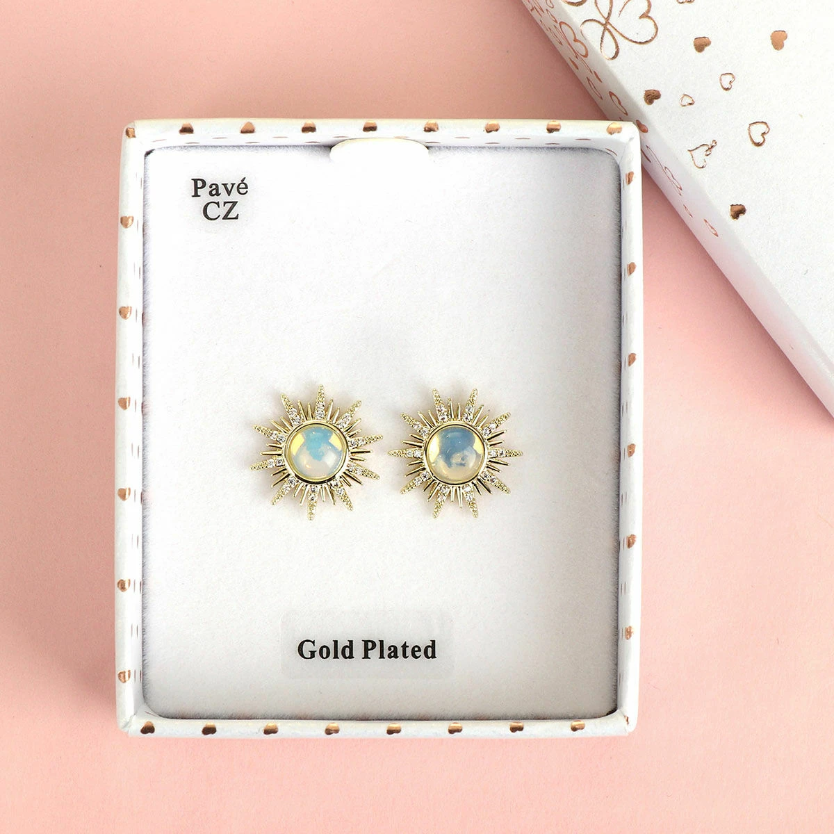 Equilibrium Gold Plated Moonstone Sunshine Stud Earrings 2 Equilibrium Gold Plated Moonstone Sunshine Stud Earrings - Image 2