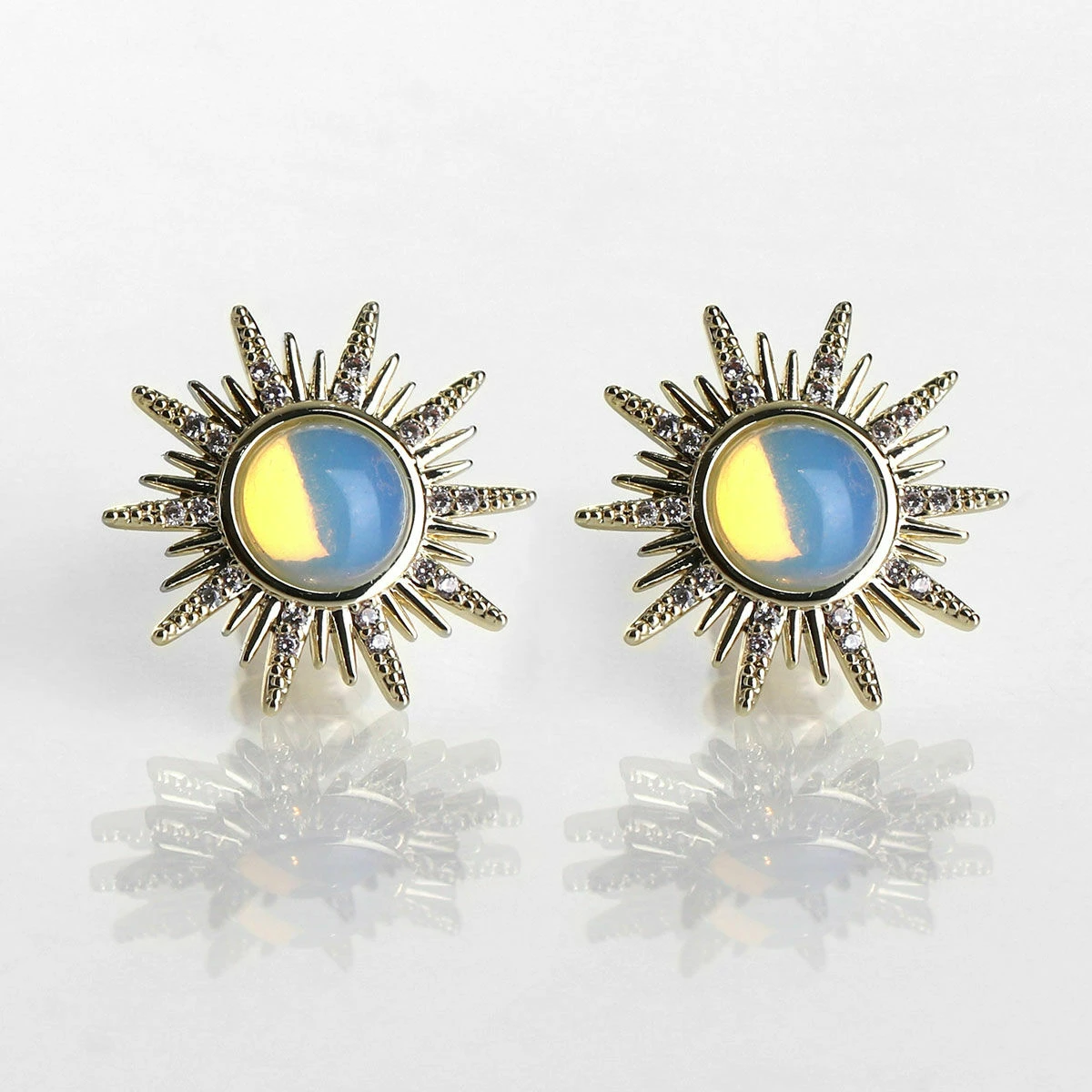 Equilibrium Gold Plated Moonstone Sunshine Stud Earrings 1 Equilibrium Gold Plated Moonstone Sunshine Stud Earrings