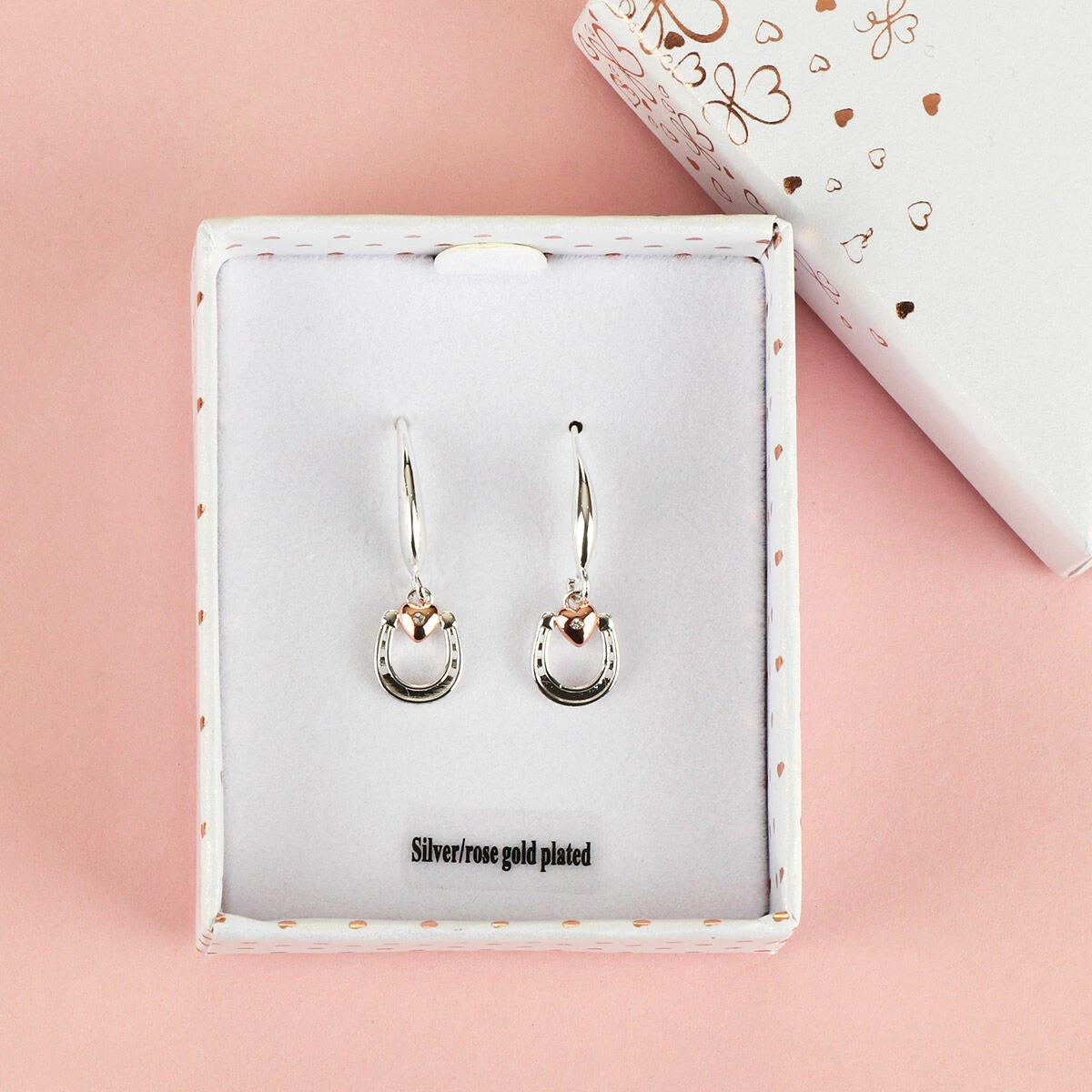 Equilibrium Two Tone Equestrian Horseshoe Heart Earrings 2 Equilibrium Two Tone Equestrian Horseshoe Heart Earrings - Image 2