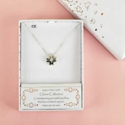 Equilibrium Silver Plated Clover Vignette Necklace -gifts shop 334318 equilibrium silver plated clover vignette necklace b