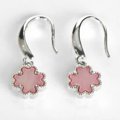 Equilibrium Silver Plated Mother Of Pearl Pink Clover Earrings