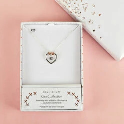 Equilibrium Two Tone Kiss Collection Eternal Heart Necklace -gifts shop 334357 equilibrium two tone kiss collection eternal heart necklace b