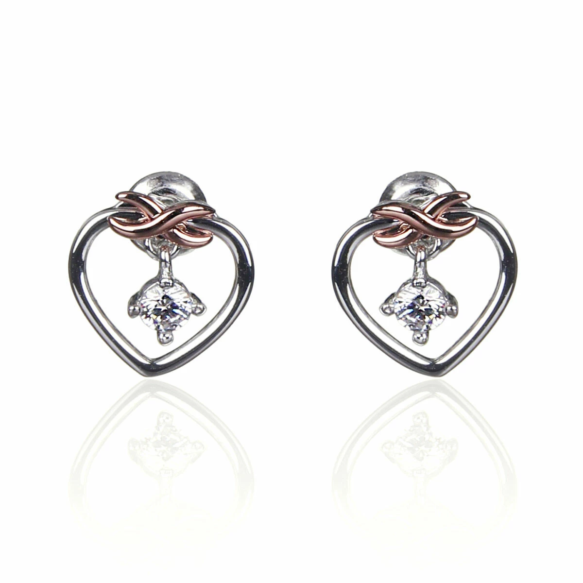 Equilibrium Two Tone Kiss Collection Eternal Heart Stud Earrings 1 Equilibrium Two Tone Kiss Collection Eternal Heart Stud Earrings