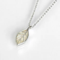 Equilibrium Silver Plated Back To Nature Mother Of Pearl Leaf Necklace